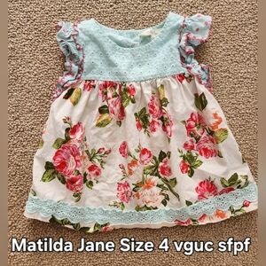 Matilda Jane Kids Top - Aqua and Pink Floral